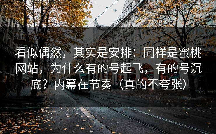 看似偶然,其实是安排:同样是蜜桃网站,为什么有的号起飞,有的号沉底?内幕在节奏(真的不夸张) 看似偶然,其实是安排:同样是蜜桃网站,为什么有的号起飞,有的号沉底?内幕在节奏(真的不夸张)