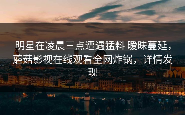 明星在凌晨三点遭遇猛料 暧昧蔓延，蘑菇影视在线观看全网炸锅，详情发现