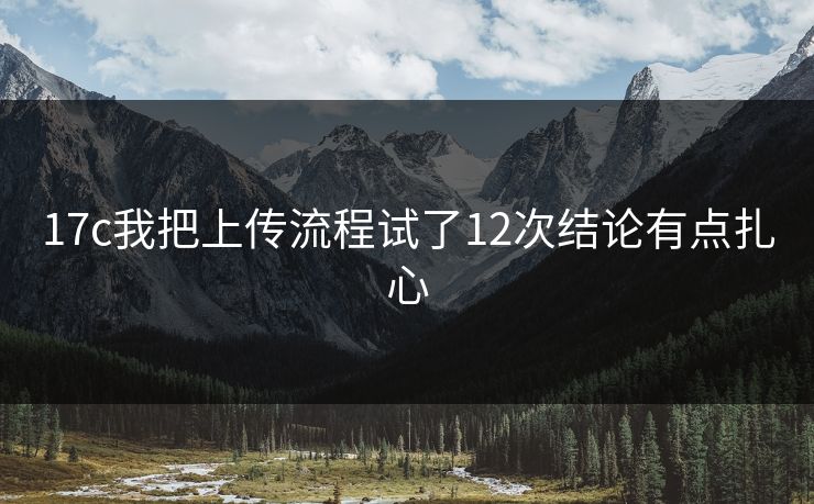 17c我把上传流程试了12次结论有点扎心 17c我把上传流程试了12次结论有点扎心